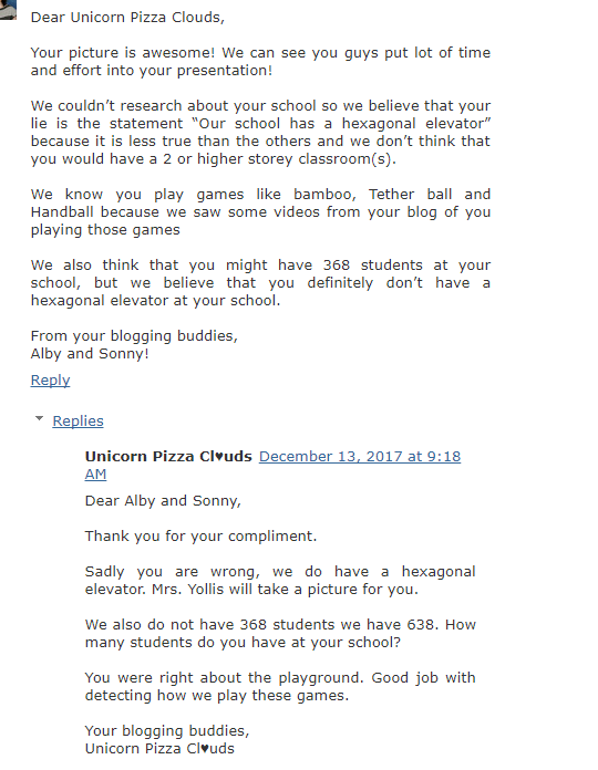 Student blog comment from Mrs Yollis' class blog