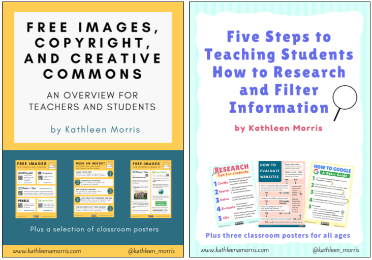 Two free eBooks -- learn how to teach students how to research and learn about copyright, Creative Commons, and free images Kathleen Morris